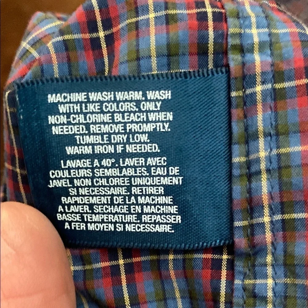 Ralph Lauren Red and Blue Button Down Shirt with Plaid Pattern